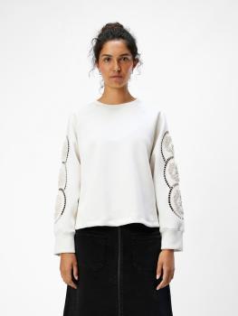 Object Sweatshirt weiß Lochmuster