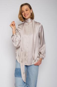 Emily Bluse Satin silber taupe