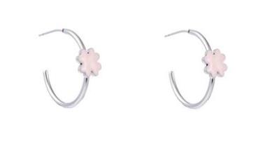 Go Dutch Label | Ohrhänger Enamel Clover ring - RH + pink