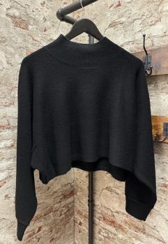 S.Marlon Strickpullover cropped schwarz