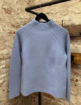 S.Marlon Kaschmirpullover Patent Stehkragen blau