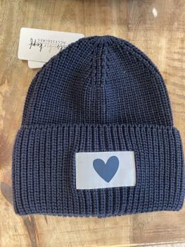 Strick Beanie Mütze "Herz" marine