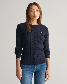 Gant Zopfstrick Rundhalspullover navy