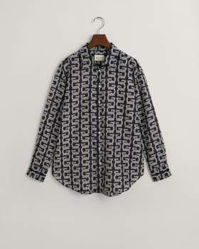 Gant Relaxed Fit G Patterned Baumwoll Seiden Bluse navy