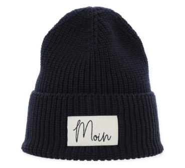 Strick Beanie Mütze "Moin" navy