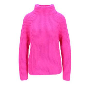 Halsüberkopf Strickpullover mit Stehkragen pink