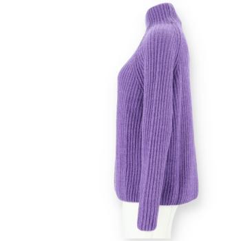 Halsüberkopf Strickpullover mit Stehkragen lila