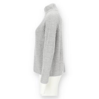 Halsüberkopf Strickpullover mit Stehkragen silber