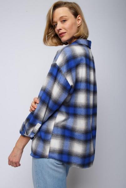 Emily kariertes Overshirt in blau