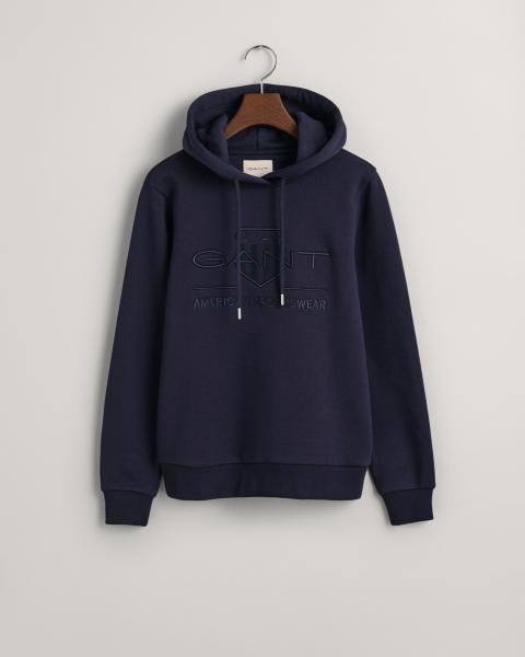 Gant Tonal Archive Shield Hoodie navy