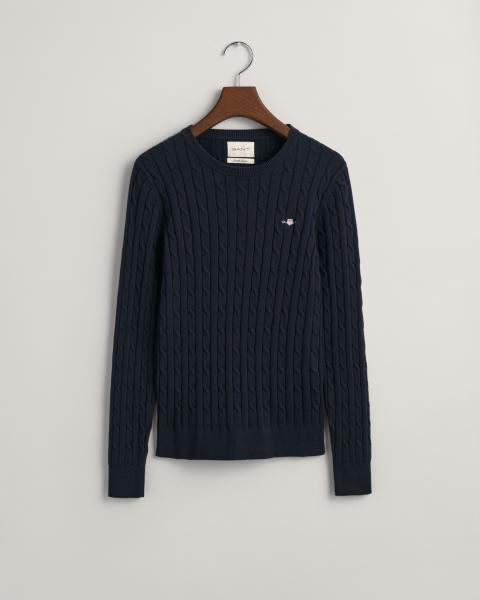 Gant Zopfstrick Rundhalspullover navy