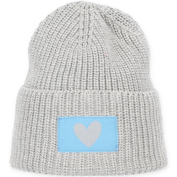 Strick Beanie Mütze "Herz" silber