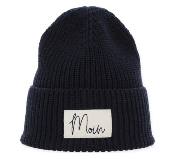 Strick Beanie Mütze "Moin" navy