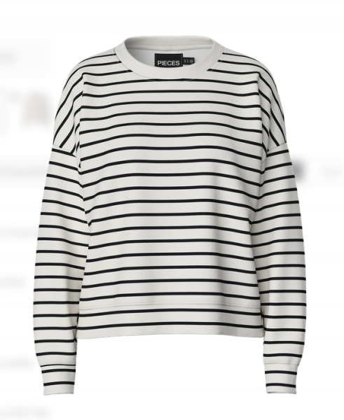 Pieces Sweater Streifen Schwarz/Creme